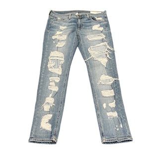 Rag & Bone Dre Mid-Rise Slim Boyfriend Distressed and Repaired in Brigade